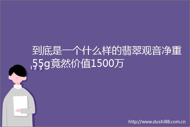 到底是一个什么样的翡翠观音净重55g竟然价值1500万