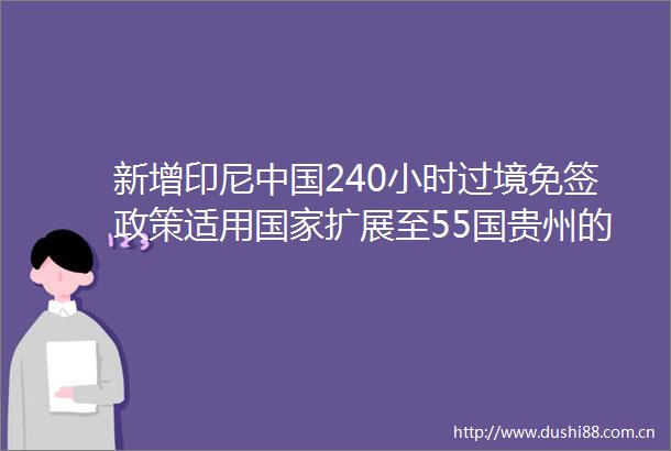 新增印尼240小时过境免签政策适用扩展至55国贵州的朋友圈又扩大了
