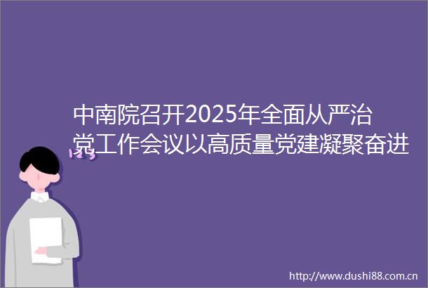 中南院召开2025年全面从严治党工作会议以高质量党建凝聚奋进力量