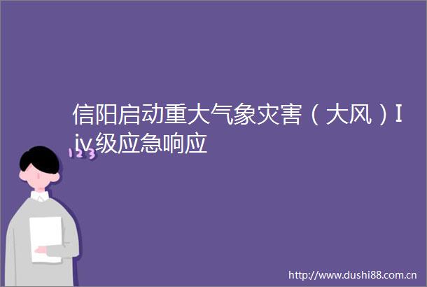 信阳启动重大气象灾害（大风）Iⅳ级应急响应