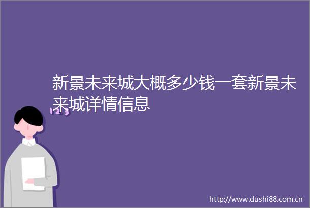 新景未来城大概多少钱一套新景未来城详情信息