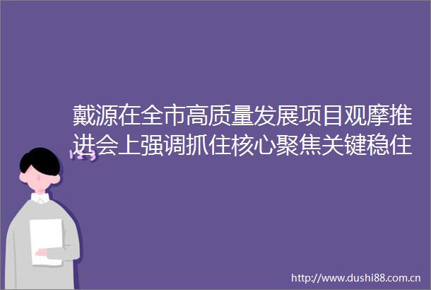 戴源在全市高质量发展项目观摩推进会上强调抓住核心聚焦关键稳住根本全力以赴做好下半年各项工作王小红参加