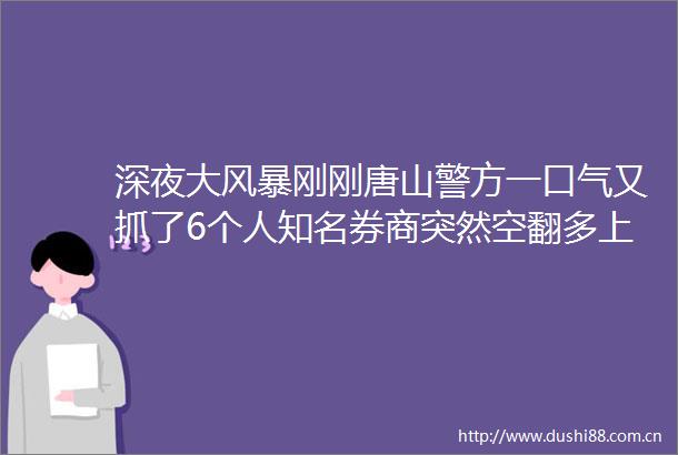 深夜大风暴刚刚唐山警方一口气又抓了6个人知名券商突然空翻多上修到3400点
