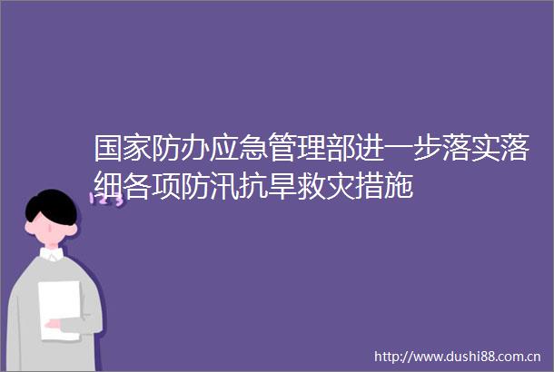 防办应急管理部进一步落实落细各项防汛抗旱救灾措施