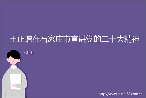王正谱在石家庄市宣讲党的二十大精神