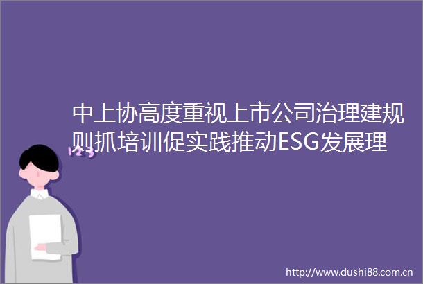 中上协高度重视上市公司治理建规则抓培训促实践推动ESG发展理念