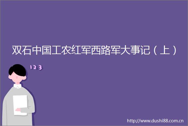 双石工农红军西路军大事记（上）