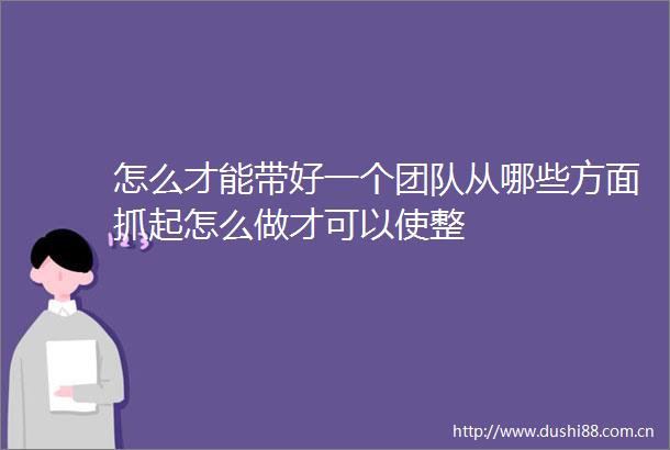 怎么才能带好一个团队从哪些方面抓起怎么做才可以使整