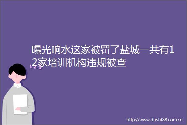 响水这家了盐城一共有12家培训机构被查