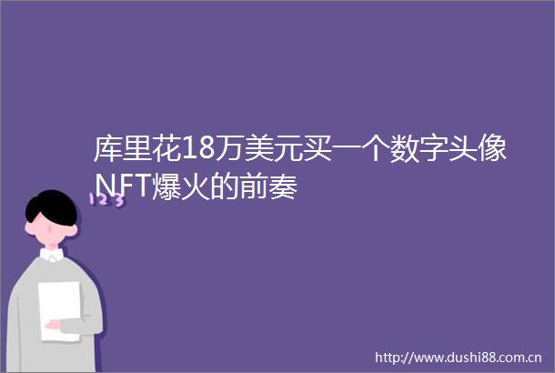 库里花18万美元买一个数字头像NFT爆火的前奏