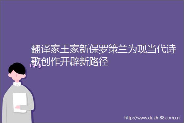翻译家王家新保罗策兰为现当代诗歌创作开辟新路径