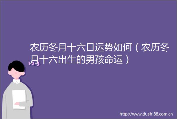 农历冬月十六日运势如何（农历冬月十六出生的男孩命运）