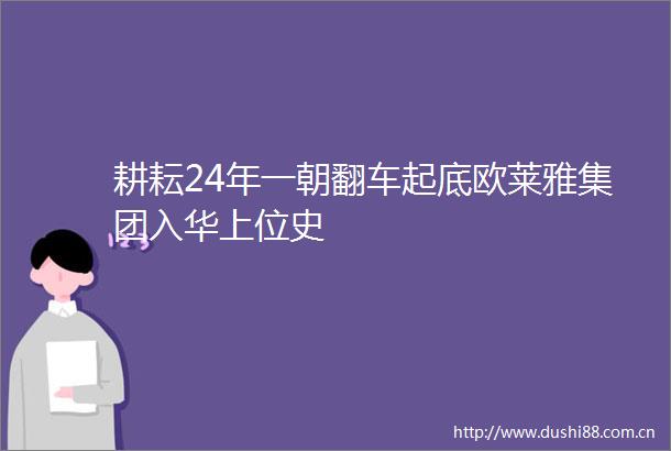耕耘24年一朝翻车起底欧莱雅集团入华上位史