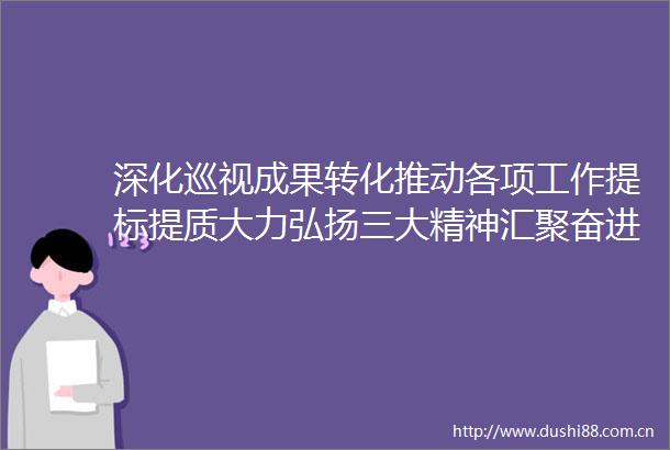 深化巡视成果转化推动各项工作提标提质大力弘扬三大精神汇聚奋进向上精神动力