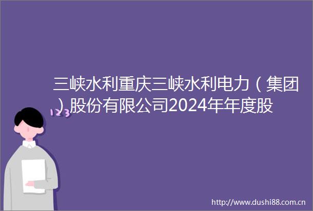 三峡水利重庆三峡水利电力（集团）股份有限公司2024年年度股东大会会议材料