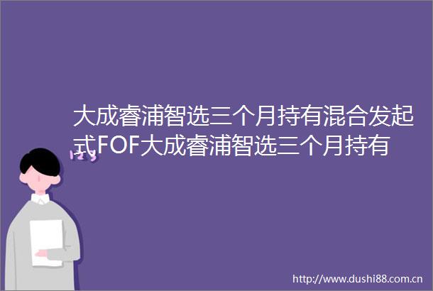 大成睿浦智选三个月持有混合发起式FOF大成睿浦智选三个月持有期混合型发起式基金中基金FOF基金产品资料概要