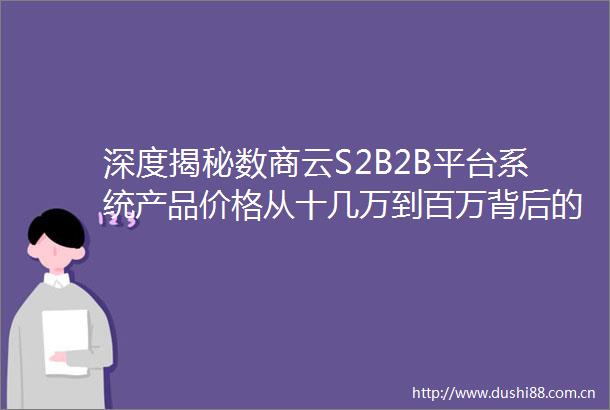 深度揭秘数商云S2B2B平台系统产品价格从十几万到百万背后的价值