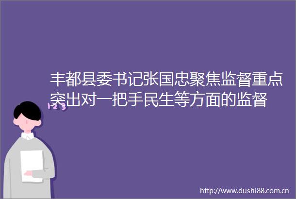 丰都县委书记张国忠聚焦监督重点突出对一把手民生等方面的监督
