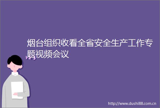 烟台组织收看全省安全生产工作专题视频会议