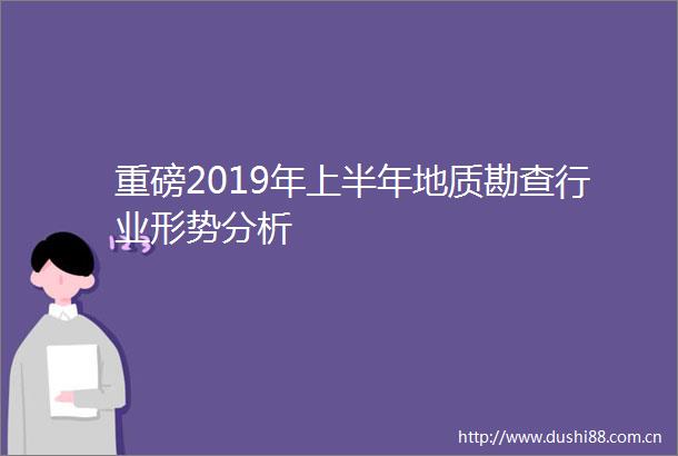重磅2019年上半年地质勘查行业形势分析
