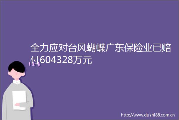 全力应对台风蝴蝶广东保险业已赔付604328万元