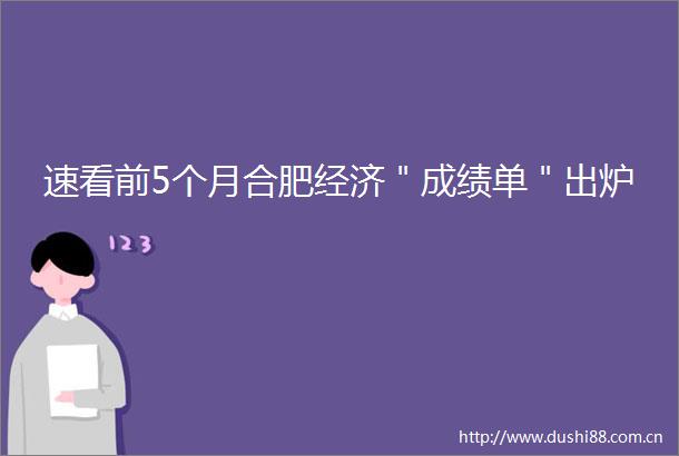 速看前5个月合肥经济＂成绩单＂出炉