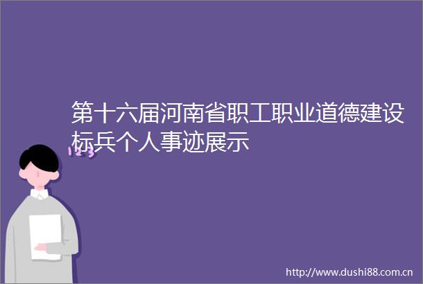 第十六届河南省职工职业道德建设标兵个人事迹展示