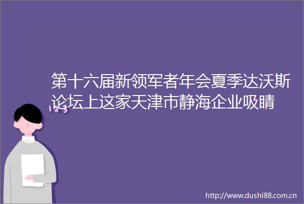 第十六届新领军者年会夏季达沃斯论坛上这家天津市静海企业吸睛