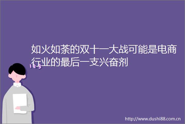 如火如荼的双十一大战可能是电商行业的最后一支兴奋剂