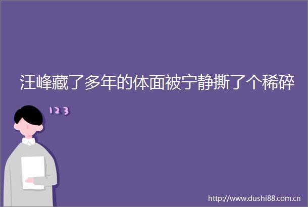 汪峰藏了多年的体面被宁静撕了个稀碎