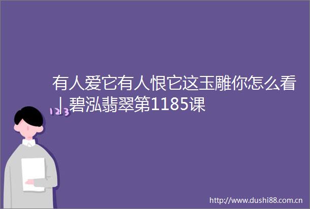 有人爱它有人恨它这玉雕你怎么看｜碧泓翡翠第1185课