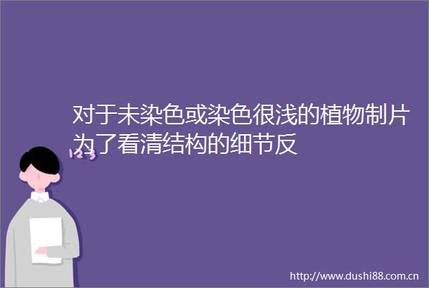 对于未染色或染色很浅的植物制片为了看清结构的细节反