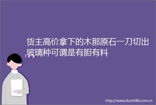 货主高价拿下的木那原石一刀切出玻璃种可谓是有胆有料