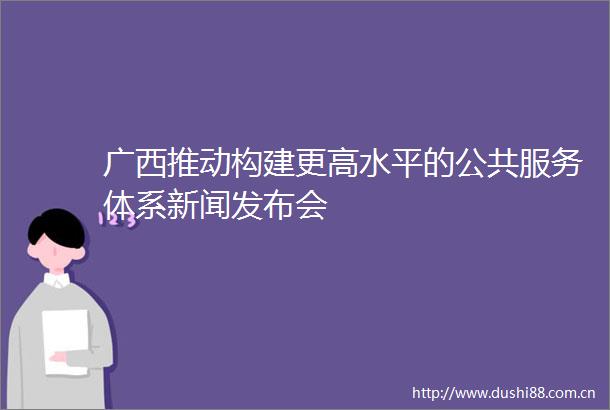 广西推动构建更高水平的公共服务体系新闻发布会