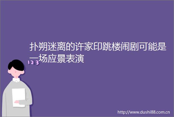 扑朔迷离的许家印跳楼闹剧可能是一场应景表演
