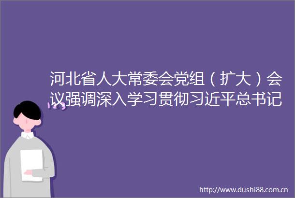 河北省人大常委会党组（扩大）会议强调深入学习贯彻总书记重要讲话和全国两会精神奋力推动全省人大工作取得新成绩