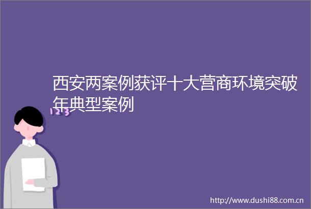 西安两案例获评十大营商环境突破年典型案例