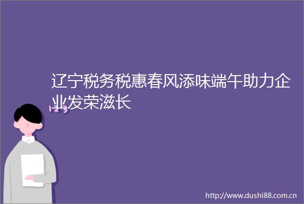 辽宁税务税惠春风添味端午助力企业发荣滋长