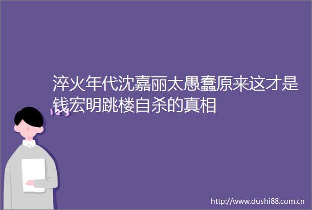 淬火年代沈嘉丽太愚蠢原来这才是钱宏明跳楼的真相