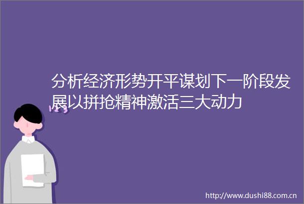分析经济形势开平谋划下一阶段发展以拼抢精神激活三大动力