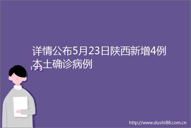 详情公布5月23日陕西新增4例本土确诊病例