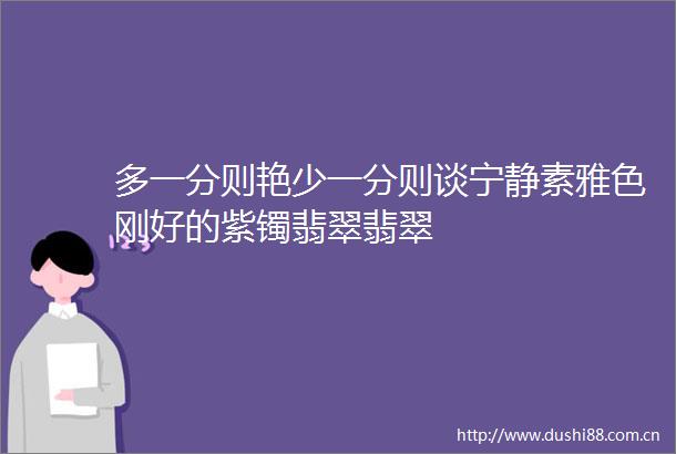 多一分则艳少一分则谈宁静素雅色刚好的紫镯翡翠翡翠