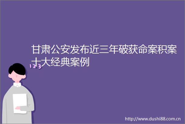甘肃发布近三年破获命案积案十大经典案例
