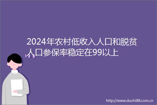 2024年农村低收入人口和脱贫人口参保率稳定在99以上