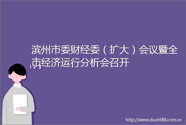 滨州市委财经委（扩大）会议暨全市经济运行分析会召开