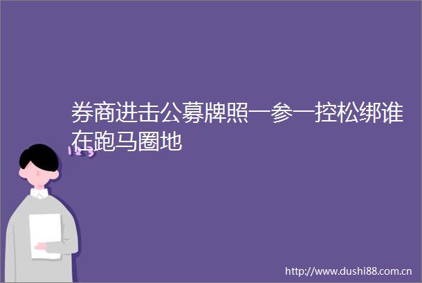 券商进击公募牌照一参一控松绑谁在跑马圈地