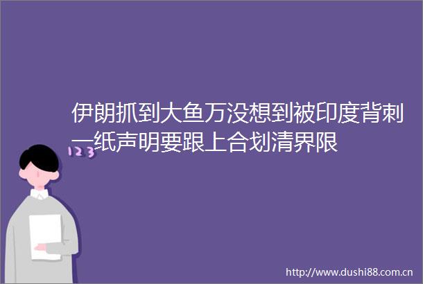 伊朗抓到大鱼万没想到被印度背刺一纸声明要跟上合划清界限