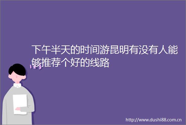 下午半天的时间游昆明有没有人能够推荐个好的线路