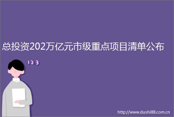 总投资202万亿元市级重点项目清单公布