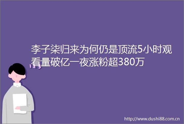 李子柒归来为何仍是顶流5小时观看量破亿一夜涨粉超380万